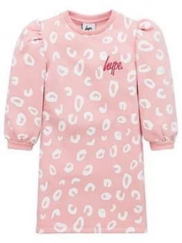 Hype Girls Leoapard Sweat Dress - Pink, Size 16 Years, Women