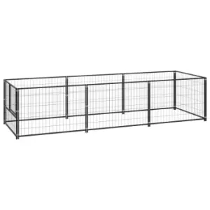 VidaXL Dog Kennel Black 3m Steel