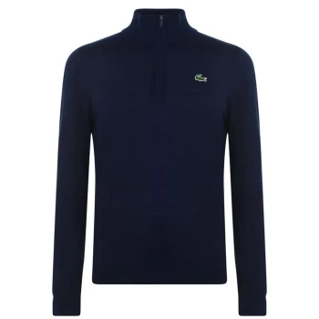 Lacoste Quarter Zip Knit Pullover - Blue