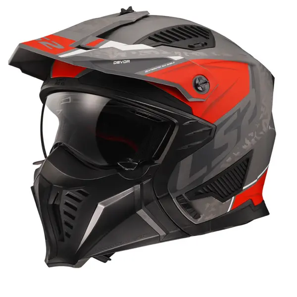 LS2 OF606 Drifter Devor Matt Silver Titanium Red 06 Multi Helmet Size S