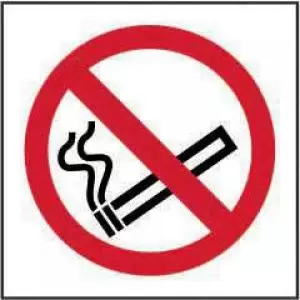 No Smoking Symbol sign 100 x 100mm. Manufactured from strong rigid PVC