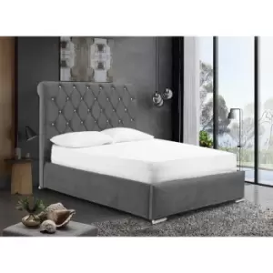 Meripa Bed King Plush Velvet Grey