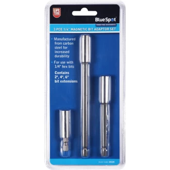 Bluespot - 14124 3 Piece 1/4' Magnetic Bit Adaptor Set