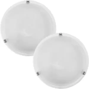 2 PACK Wall Flush Ceiling Light Colour Chrome Shade Glass Alabaster E27 1x60W