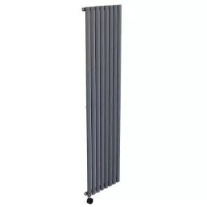 Anthracite Electric Vertical Designer Radiator 2.4kW with WiFi Thermostat - H1800xW472mm - IPX4 Bathroom Safe