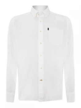 Mens Barbour Plain Long Sleeve Collar Shirt Tailored Fit White