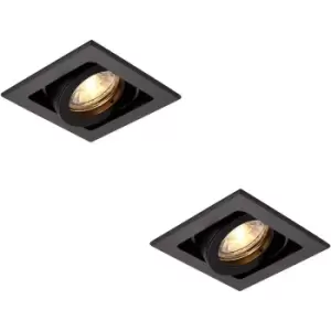 2 PACK Single Recessed Boxed Downlight - 50W GU10 Reflector - Matt Black