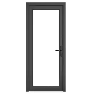 Crystal uPVC Clear Single Door Full Glass Left Hand Open 890mm x 2090mm Clear Glazing - Grey