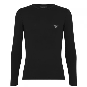 Emporio Armani Patch Eagle Lounge Long Sleeve Slim Fit T-Shirt Black Size M Men