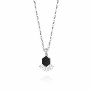 Daisy London 925 Sterling Silver Hexagon Palm Fan Necklace Sterling Silver