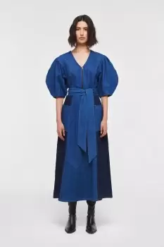 Jalen Patchwork Denim Midi Dress, Mid Wash / UK 6