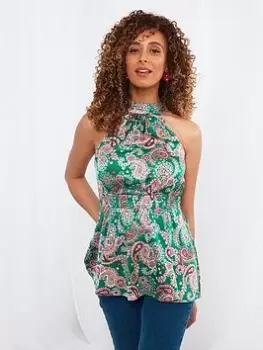 Joe Browns Joe Browns Marni Printed Halter Top Green, Size 8, Women