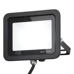 Zinc OTLEY LED Slimline Floodlight 30W Daylight 180° Black