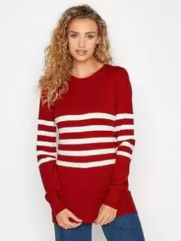 Long Tall Sally Dark Red Stripe Jumper, Red, Size 18-20, Women