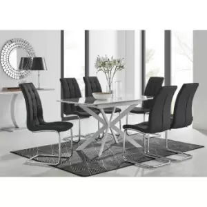 Lira 120 Extending Dining Table and 6 Black Murano Chairs - Black