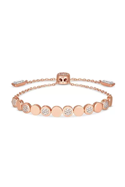 Rose Gold Plated Polished Pave Multi Circle Toggle Bracelet