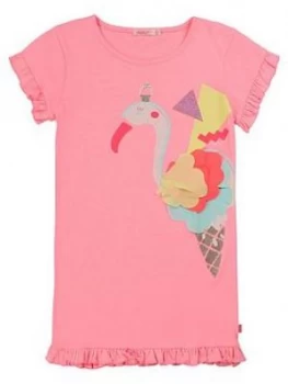 Billieblush Girls Flamingo Applique T-Shirt Dress - Pale Pink