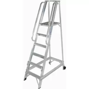 Loops - 6 Tread 1.5m Aluminium Warehouse Picking Steps & Handrail Narrow Aisle Stairs