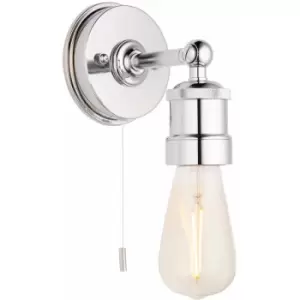 Loops - Chrome Plated Industrial Bathroom Wall Light - IP44 Rated - Knurled Detailing