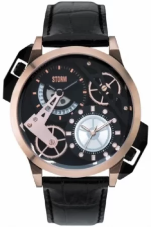 Mens STORM Dualon Leather Watch DUALON-ROSE-GOLD-LTHR