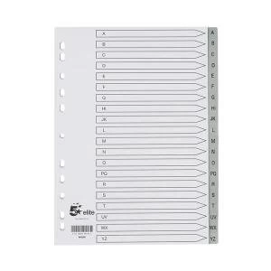 Elite File Index Grey Tabs Polypropylene A Z White 940259