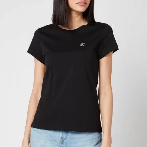 Calvin Klein Jeans Womens Embroidered Logo Slim T-Shirt - CK Black - L