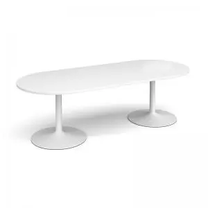 Trumpet base radial end boardroom table 2400mm x 1000mm - white base