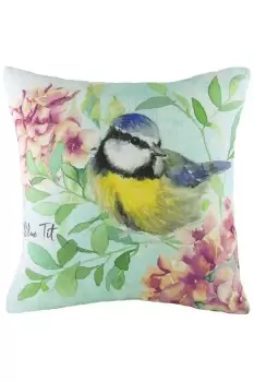 Blue Tit Hand-Painted Watercolour Printed Cushion