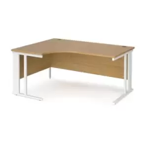 Office Desk Left Hand Corner Desk 1600mm Oak Top With White Frame 1200mm Depth Maestro 25 MCM16ELWHO