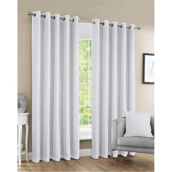 Home Curtains Canterbury Chenille Lined Blackout Eyelet Curtains - White 45x54