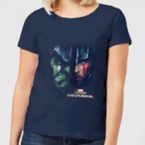 Marvel Thor Ragnarok Hulk Split Face Womens T-Shirt - Navy - XL