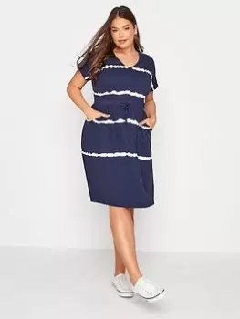 Yours Epp Tshirt Dress Navy Tie Dye, Blue, Size 30-32, Women