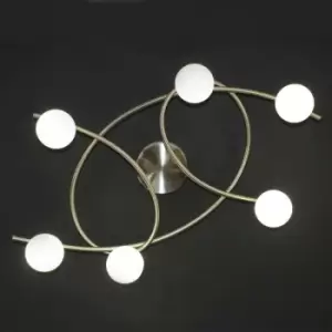 Cristal Lotto 6-Light Flush Mount Satin Nickel Opal Shades