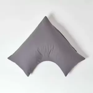 Dark Grey Egyptian Cotton v Shaped Pillowcase 200 Thread Count - Dark Grey - Dark Grey - Homescapes