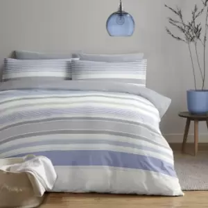 Chambray Strip Duvet Set - Single - TJ Hughes