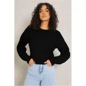 I Saw It First Black Basic Knitted Cropped Top - Black