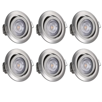 6 pieces Set LED Recessed Lights Dimmable Swivelling Spotlights Nickel (de) - Monzana