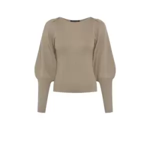 French Connection Joss Knit Slash Neck Jumper - Brown