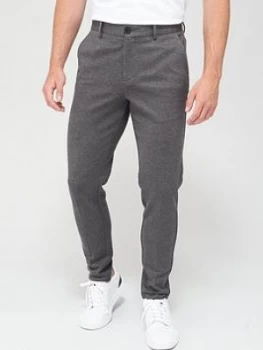 Jack & Jones Check Skinny Fit Jersey Trousers - Dark Grey Check, Dark Grey Check, Size 32, Inside Leg Long, Men