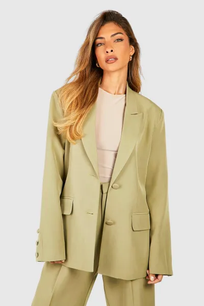 Boohoo Pocket Detail Tailored Blazer - Olive