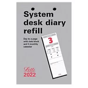 Letts System Desk Diary Refill A6 Day per Page 2022 White