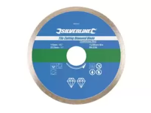 Silverline 868730 Tile Cutting Diamond Blade 115 x 22.23mm Continuous Rim