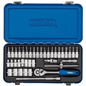 Draper 1/4" Square Drive Metric Socket Set In Metal Case (38 Piece)