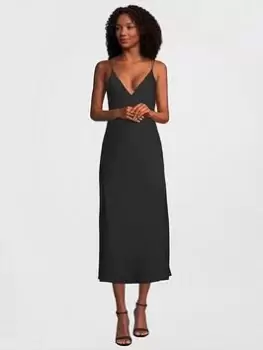 Calvin Klein Midi Slip Dress - Black, Size 38, Women