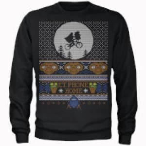 E.T Phone Home Fairisle Mens Christmas Sweatshirt - Black