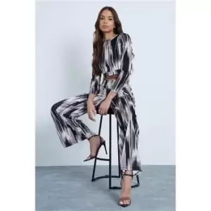 I Saw It First Multi Printed Velour Crop Top And Wide Leg Trouser Set - Multi