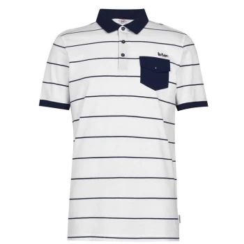 Lee Cooper Stripe Polo Mens - White