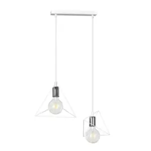 Dex White Bar Pendant Ceiling Light 2x E27