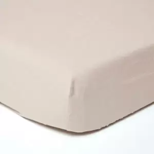 Natural Linen Fitted Sheet, Super King - Natural - Natural - Homescapes