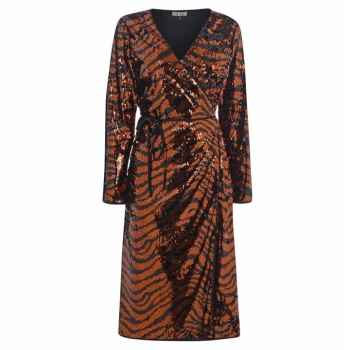 Biba Tiger Sequin Dress - Rust